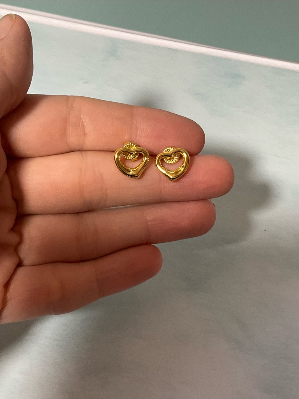 Gold Heart Stud Earrings - Elegant Women's Jewelry